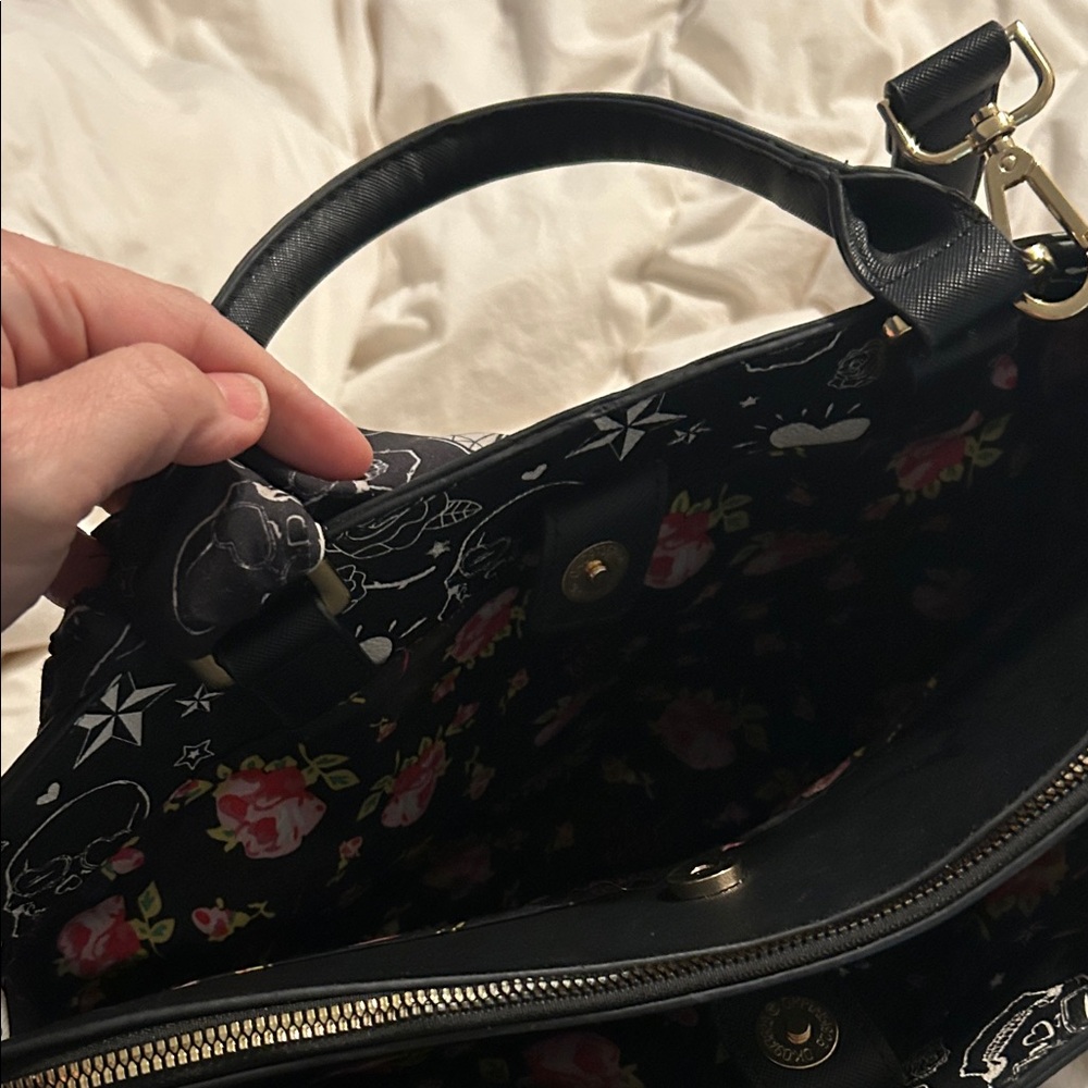 Betsey Johnson skull Tote Bag with Scarf Accent - Picture 4 of 6